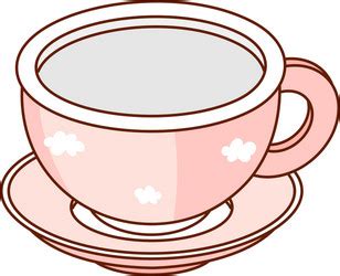 Teacup Engraving Tea Cup And Saucer In Hand Drawn Vector Image