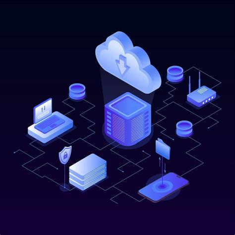 Illustration de la base de données en nuage Le stockage en nuage Le