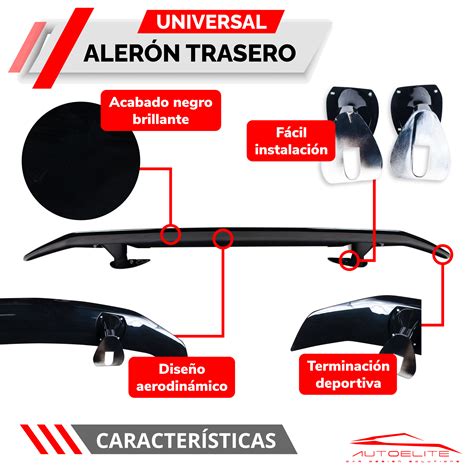 Aler N Spoiler Trasero Universal Negro Brillante Pl Stico Acd