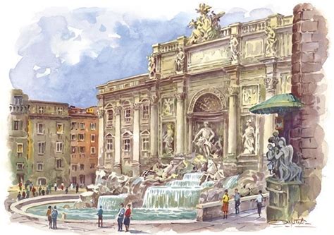 12 Roma – La Fontana di Trevi | Italian Watercolor