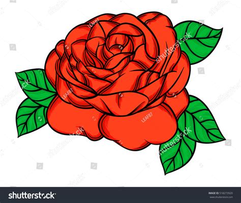 Flowers Roses Red Buds Green Leaves Stock Vector Royalty Free