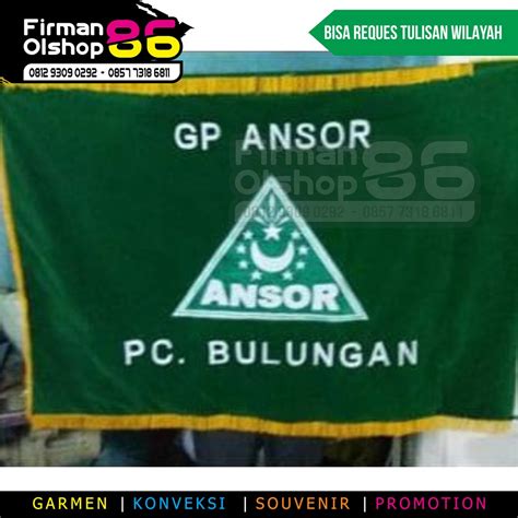 Jual BENDERA PATAKA GP ANSOR NU NAHDLATUL ULAMA UKURAN 90X135 CM BORDIR