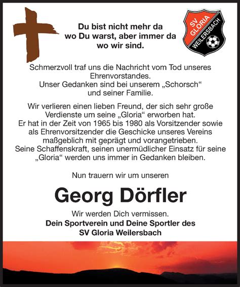 Traueranzeigen von Georg Dörfler trauer nn de