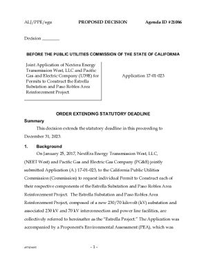 Fillable Online Docs Cpuc Ca Alj Ppe Sgu Proposed Decision Agenda