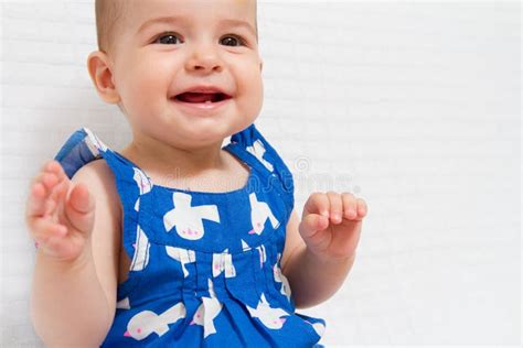 Charming Smiling Baby on White Background Stock Photo - Image of person ...