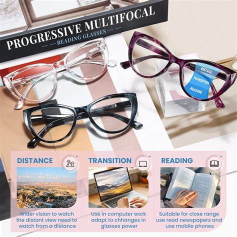 Gaoye 3 Pack Cat Eye Progressive Multifocal Readers 2 Pack Reading