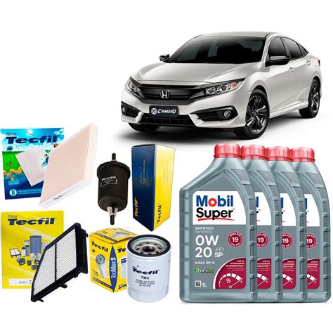 Kit Troca De Óleo 0w20 e Filtros Honda Civic 2 0 2017 2022 Submarino