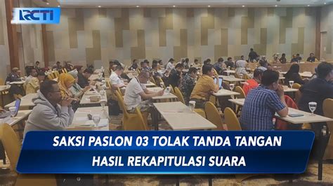 Saksi Paslon 03 Tolak Tanda Tangan Hasil Rekapitulasi Suara Pilpres