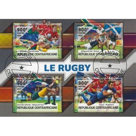 Le Rugby bloc feuillet de 4 timbres thématiques Philantologie