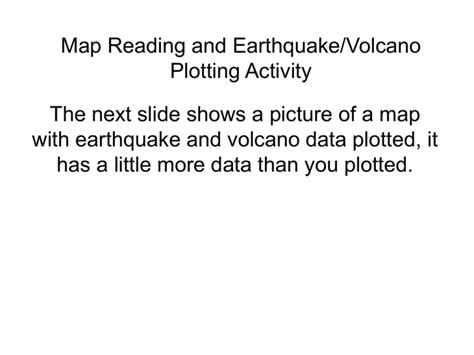 Map Reading And Earthquake Volcano Plotting Activity