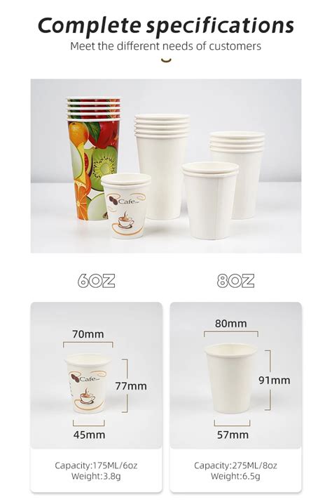 Custom Logo Food Grade Recyclable Disposable Kraft Cups 6oz 8oz