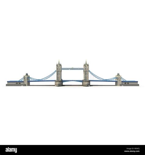 Famous Tower Bridge London, UK on white. Side view. 3D illustration ...