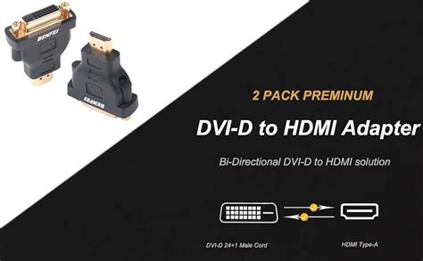 Benfei Lot De 2 Adaptateurs Hdmi Vers Dvi D Dvi Adaptateur