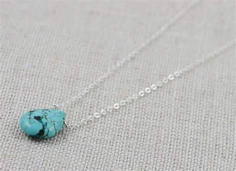 Turquoise Drop Necklace Turquoise Jewellery Gemstone Etsy