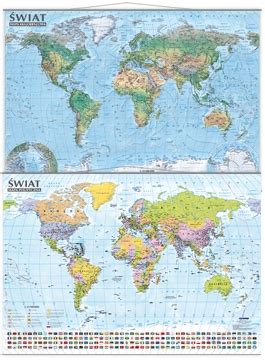 Wiat Mapa Polityczna I Krajobrazowa Mapa Cienna