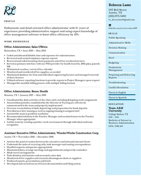 Office Administrator Resume Example Writing Tips For 2022