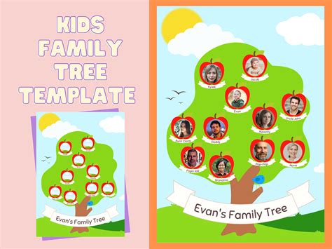 Kids' Family Apple Tree Template for Printable Children's Decor and ...