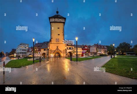 Reutlingen Germany Historic Tubinger Tor At Dusk Stock Photo Alamy