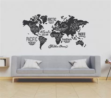 Vinilo Decorativo Mapamundi Mapa Mundo Planisferio Ingles En Venta En