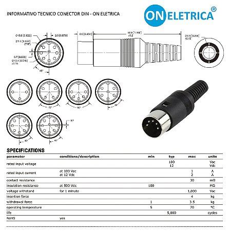 Conector Pinos Padr O Din Macho Lado Cabo On Eletrica Melhores