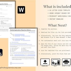 Rental Application Rejection Notice Edit In Word Or PDF Editable Or