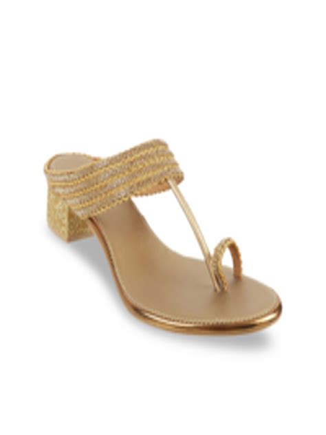 Buy Metro Gold Block Sandals Heels For Women 14494828 Myntra