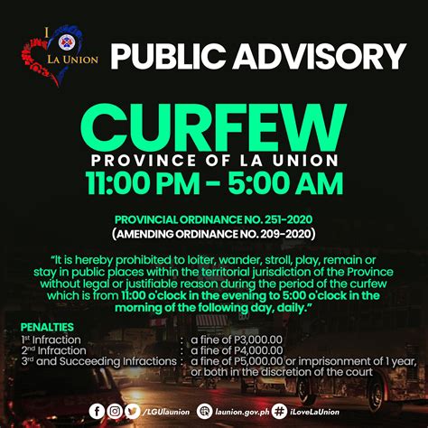 CURFEW PROVINCE OF LA UNION 11:00 PM - 5:00 AM