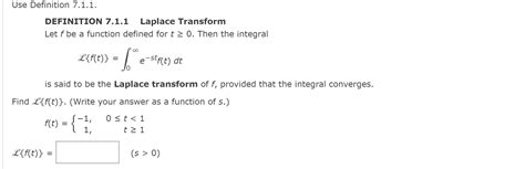 Solved Definition Laplace Transform Let F Be A Chegg