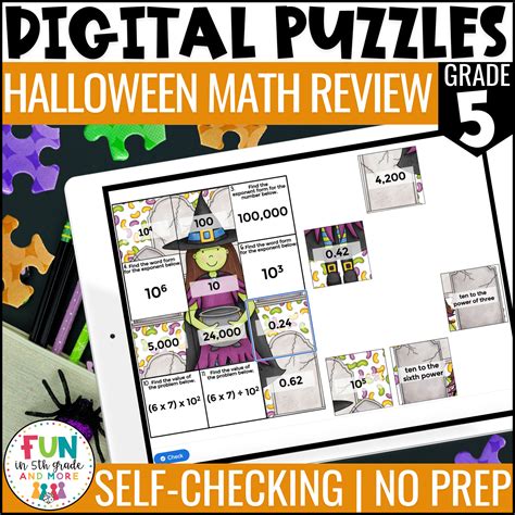 5th Grade Halloween Math Puzzles - Digital Review - Fun in 5th Grade & MORE