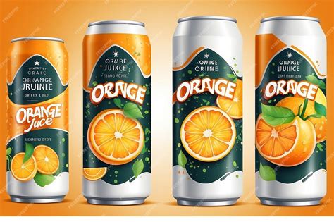 Premium Photo Orange Juice Label Design Soft Drink Bottle Label