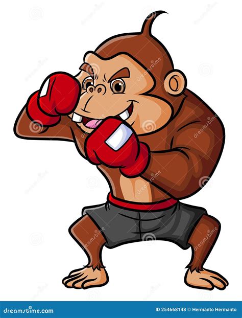 Gorilla Boxer Boxing Stance Circle Cartoon Royalty Free Stock Photo