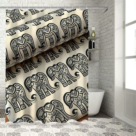 Lzatpd Kawaii Elephant Shower Curtains Home Decor Cute White Gray