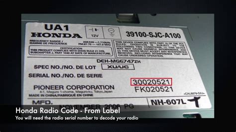 Honda Find Radio Code