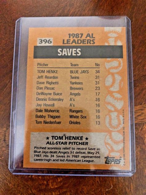 1988 Topps All Star 396 Tom Henke For Sale Online EBay