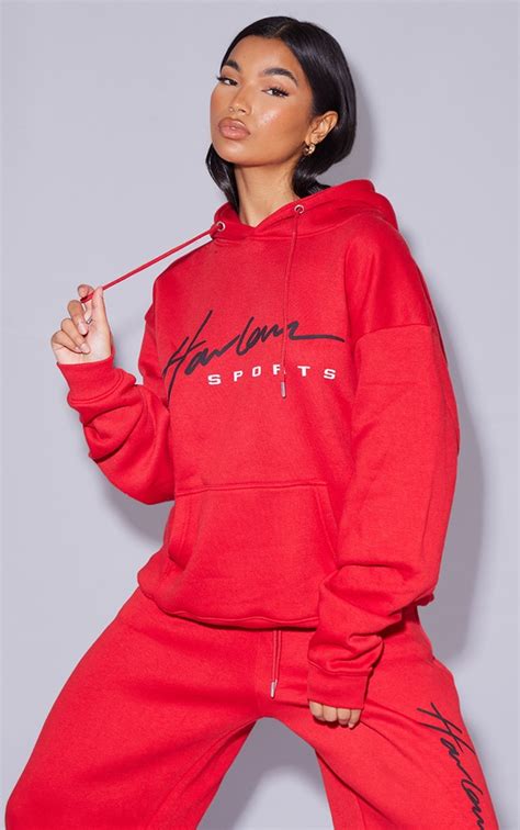 Red Unisex Printed Oversized Hoodie Co Ords Prettylittlething