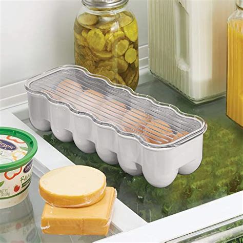 Mdesign Stackable Plastic Covered Egg Tray Holder Storage Container