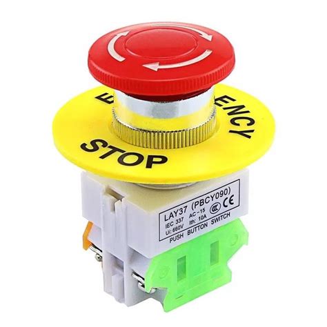 ดอกเห็ดสีแดง1no 1nc Dpst สวิตช์ปุ่มกดฉุกเฉิน Ac 660v 10a Emergency Stop