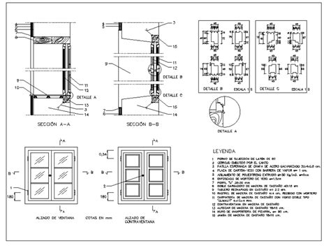 Ventana De Madera Autocad En Dwg Kb Librer A Cad