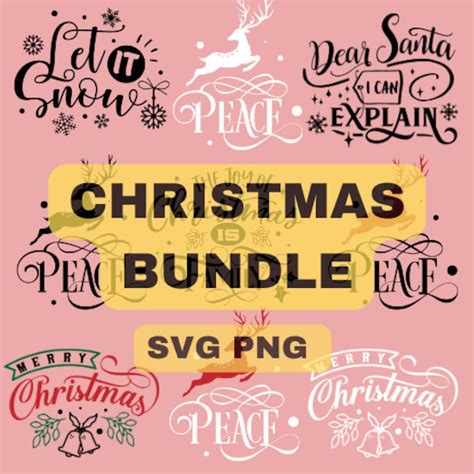 Christmas Svg Bundle Digital Download With Icons Trees Etsy