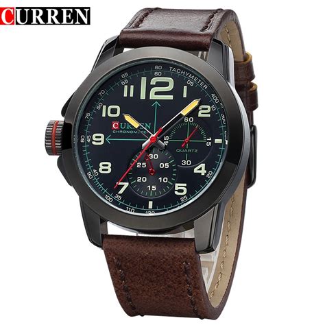 Curren Rel Gios Homens Top Marca De Luxo De Couro De Vaca Strap Quartz