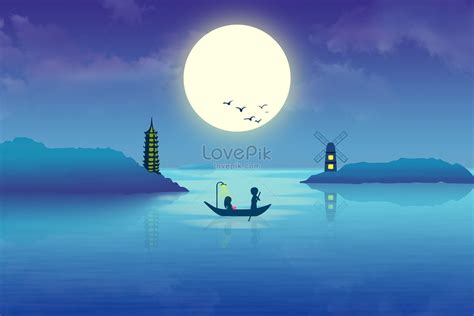 추석 보름달이 팬 일러스트 무료 다운로드 Lovepik