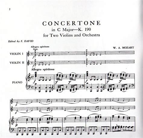 Concertone In C Major K 190 For Two Violins And Piano PIANO FULL