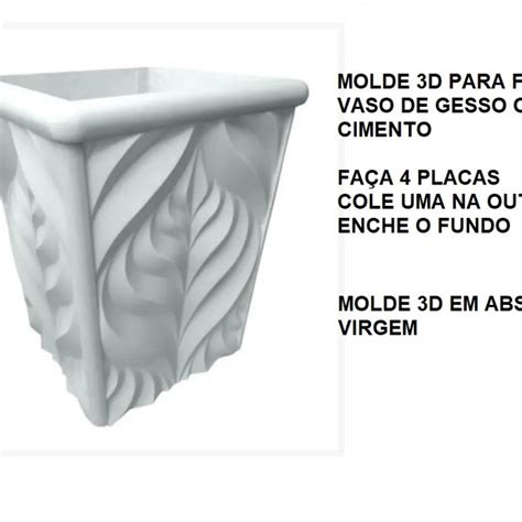 Forma 3d Vaso Folha Garden 42 X 32 X 25cm ABS Molde 3d Gesso