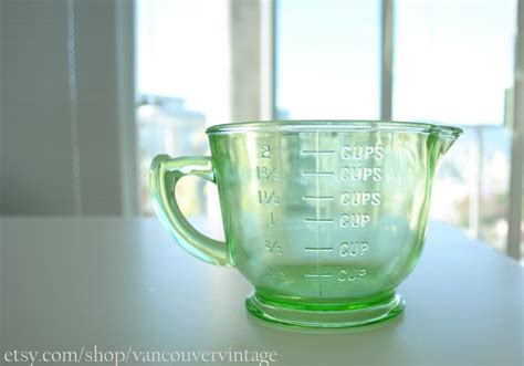 Green Depression Glass Cup Measuring Cup By Vancouvervintage