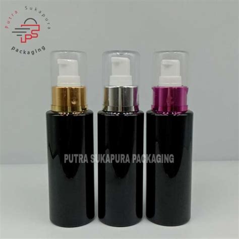 Jual Botol Treatment Pump 100ml RF Hitam Pet Pump Fuul Cap Alumunium