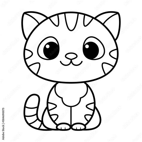 Doodle Cat Coloring Page Cartoon Vector Illustration Stock Vector ...