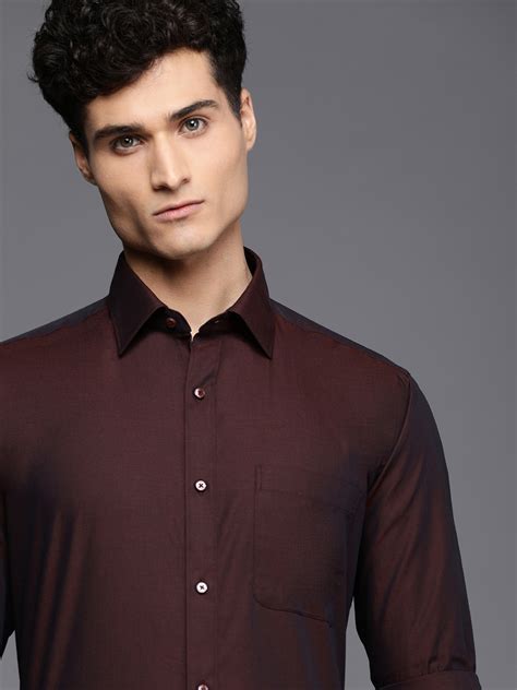 Buy Raymond Men Maroon Pure Cotton Slim Fit Long Sleeves Formal Shirt