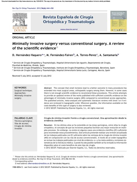 Pdf Minimally Invasive Surgery Versus Conventional Surgery A Review