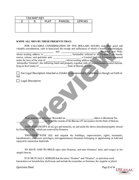 Hawaii Quitclaim Deed From Husband And Wife To Llc Us Legal Forms