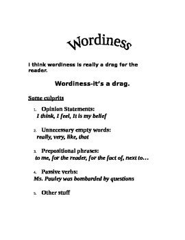 Eliminating Wordiness: Exercise 1 Worksheet for 5th - 9th Grade ...